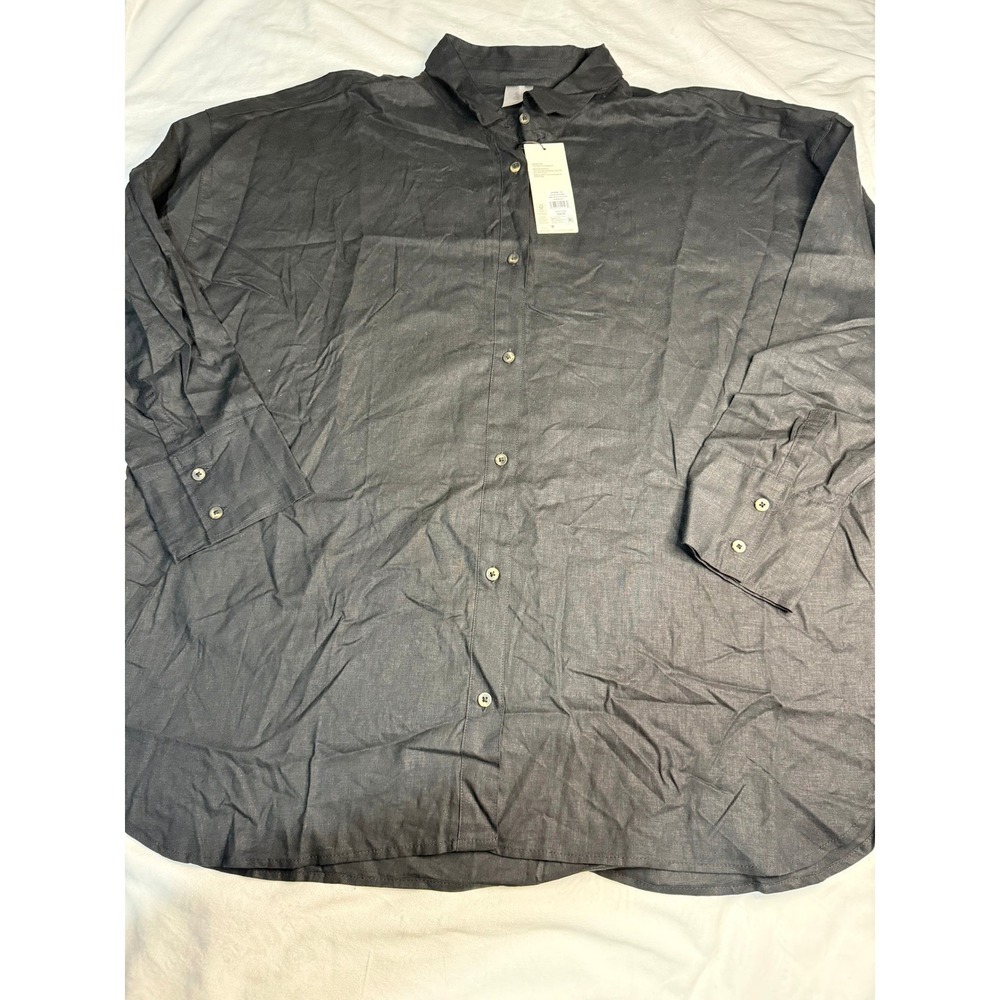 CALIA Button Down Shirt Black Linen Blend Coverup Women's XXL - Picture 1 of 4